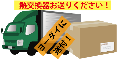 全国の性能低下した熱交換器をヨーダイまでお送りください